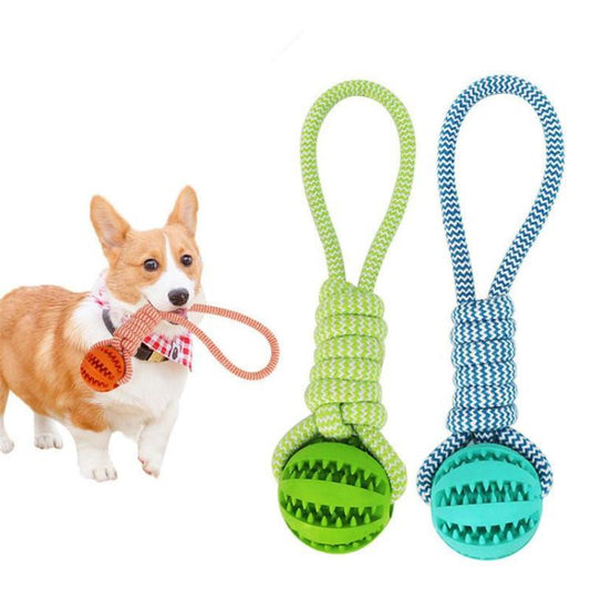 Durable Rubber Chew Ball with Cotton Rope