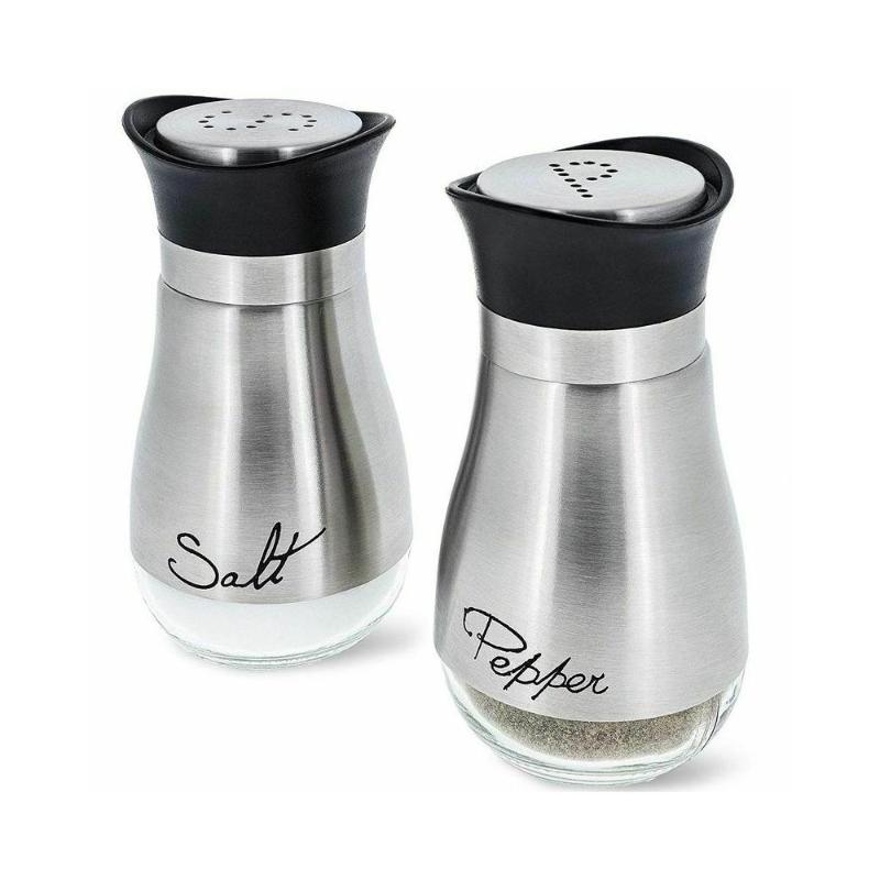 Salt and Pepper Shakers Steel Glass Set