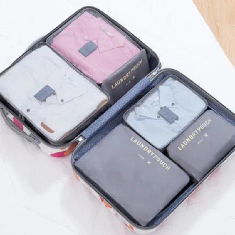 6 Pcs Pink/ Blue /Grey Travel Storage Bag