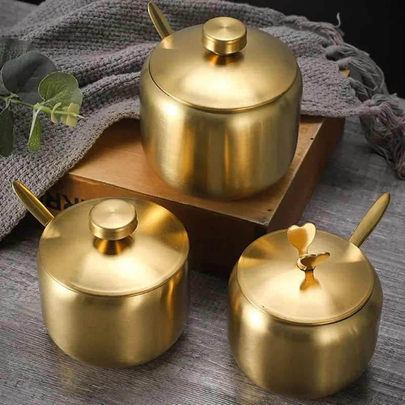 Gold Silver Sugar Bowl Useful Large Capacity