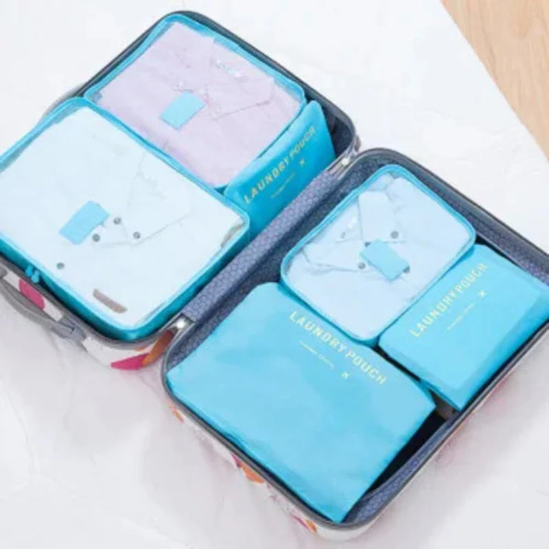 6 Pcs Pink/ Blue /Grey Travel Storage Bag