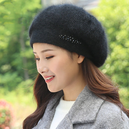 Casual Beret Cute Rabbit Fur Hat