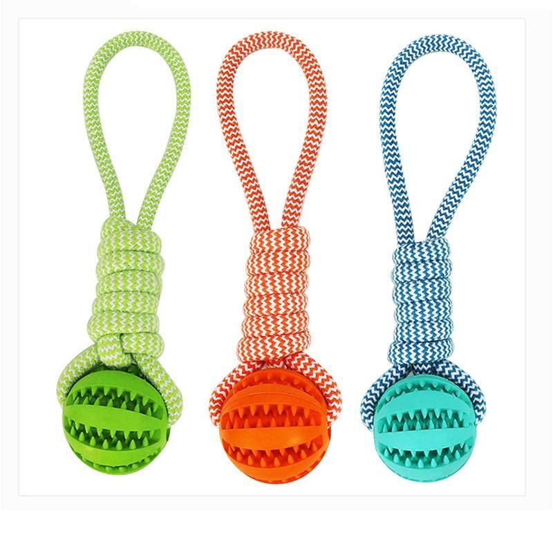 Durable Rubber Chew Ball with Cotton Rope